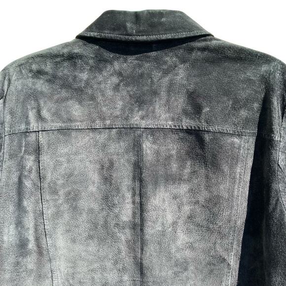 LOFT Vintage Y2K Black Suede Jacket Button Front Relaxed Casual Whimsygoth Sz L - Picture 8 of 16